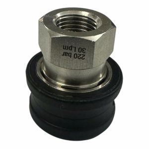Đầu cái khớp nối nhanh 1/4, làm bằng inox, ren trong 13mm có cao su bảo vệ